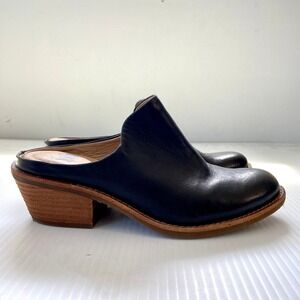 Sofft Ameera Black Leather Heeled Clog Mule Womens 6M